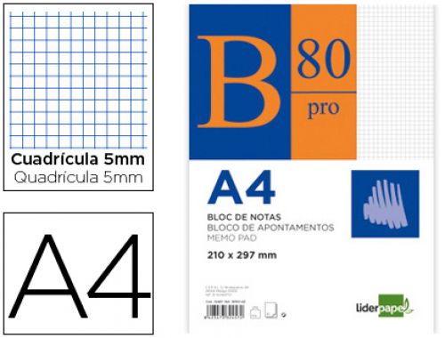 Bloco de notas liderpapel colado pro din a4 80 f quadriculado vermelho , Liderpapel , 32457 , 8423473324572
